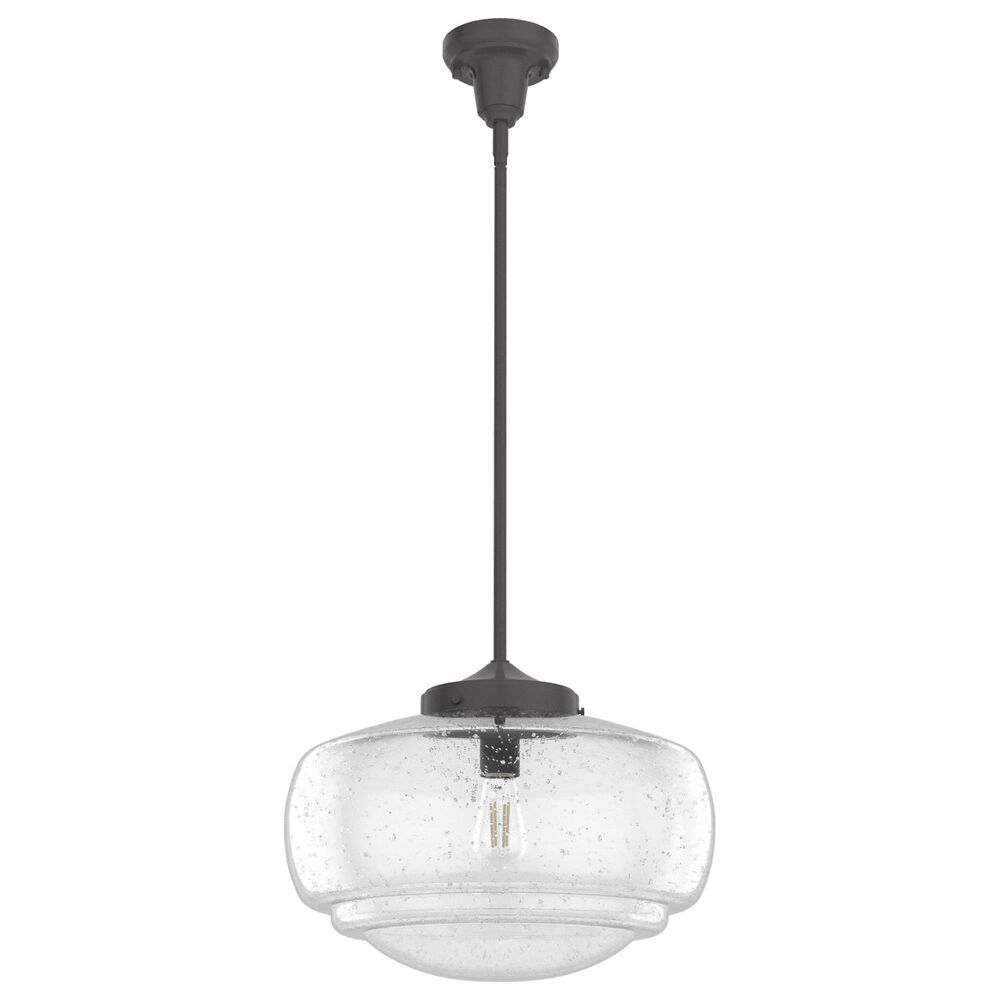 Hunter Saddle Creek 16" 1-Light Pendant with Clear Seeded Shade in Noble Bronze, , large