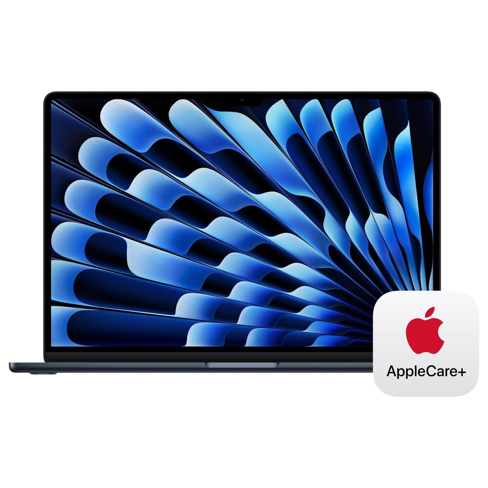 Apple MacBook Air 15.3" Laptop - Apple M4 chip 10-core CPU - 24GB RAM - 10-core GPU - 512GB SSD in Midnight with 3-Year AppleCare+, , large