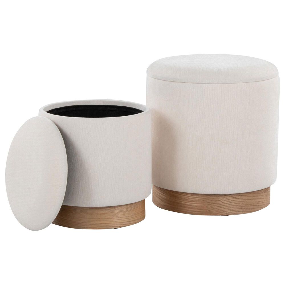 Lumisource Marla 2-Piece 18&quot; Nesting Ottoman Set in Cream, , large