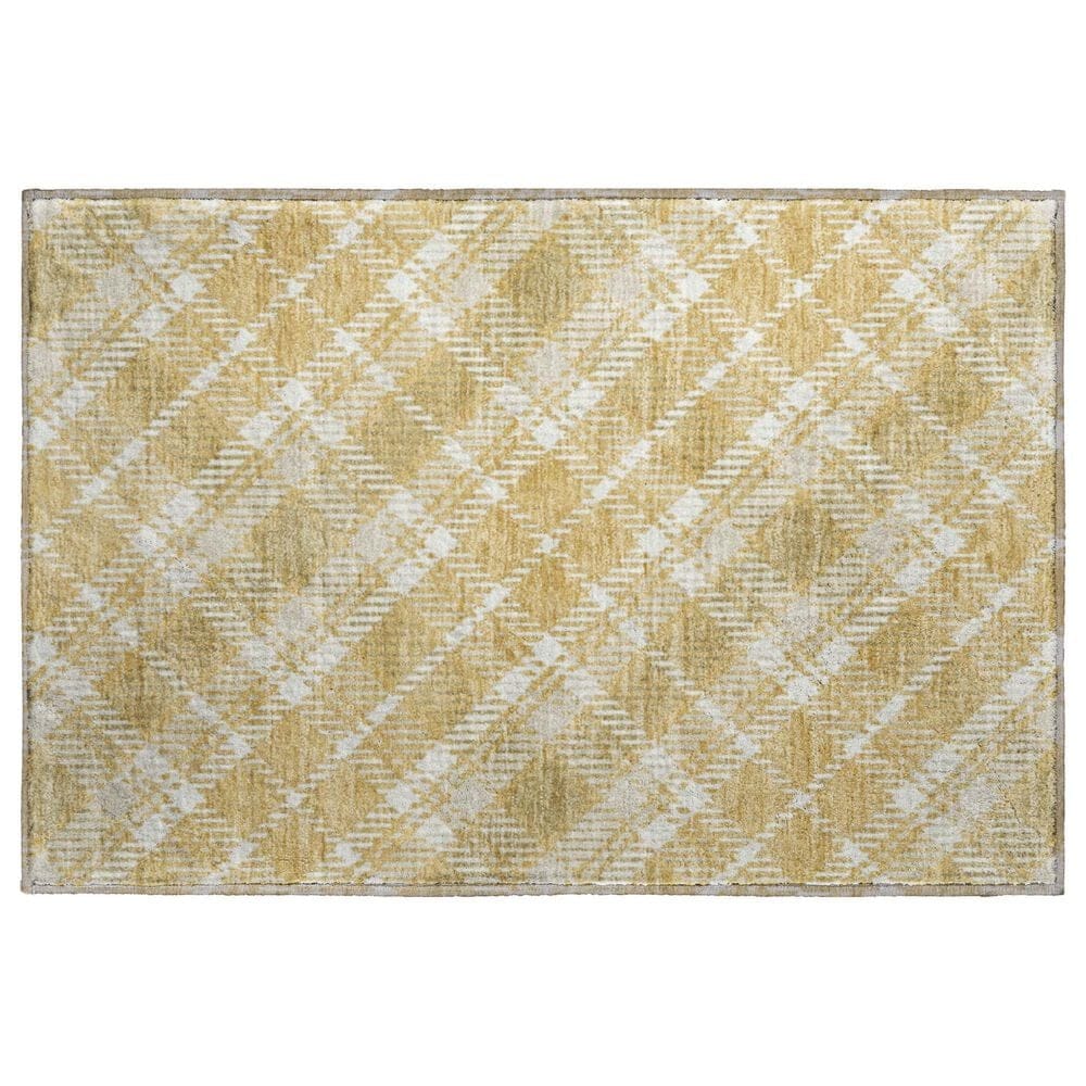 Dalyn Rug Company Soft Essentials Plaid Gold 2"6" x 3"10" Indoor/Outdoor Area Rug, , large