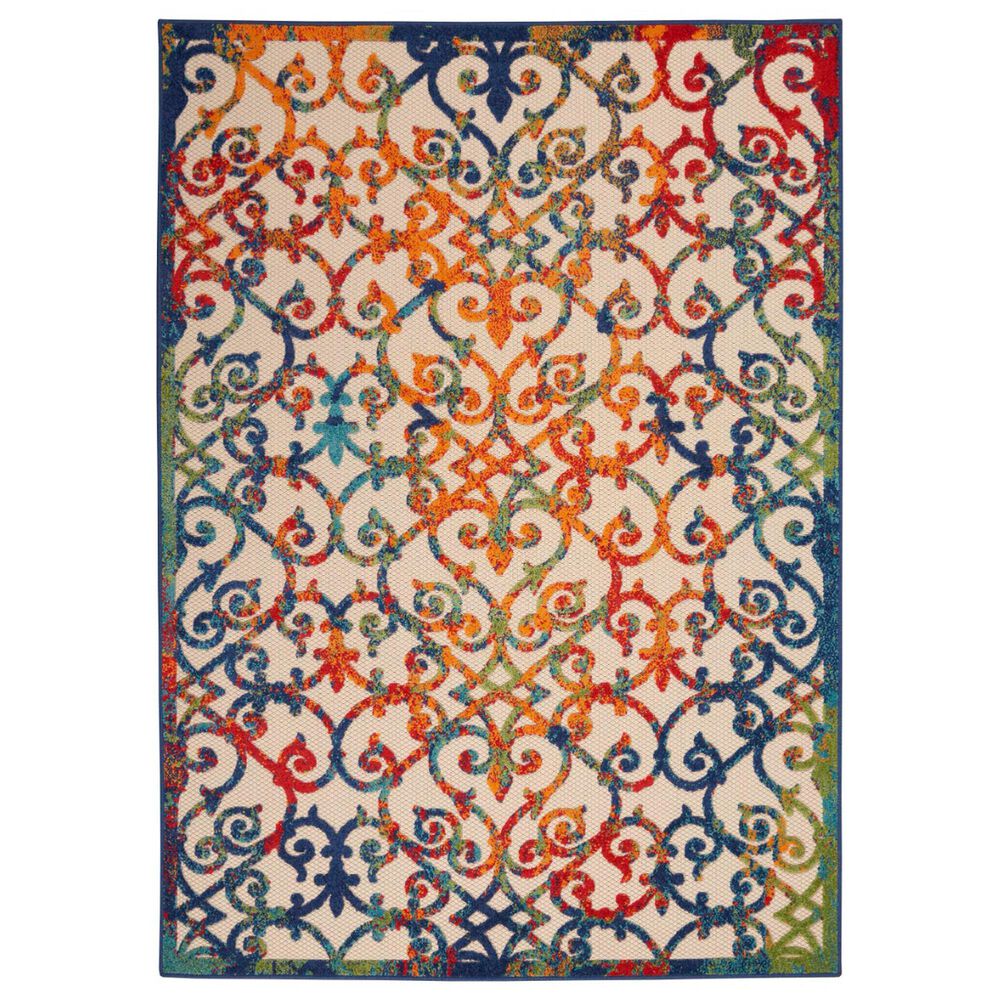 Nourison Aloha Damask 3"6" x 5"6" Multicolor Indoor/Outdoor Area Rug, , large