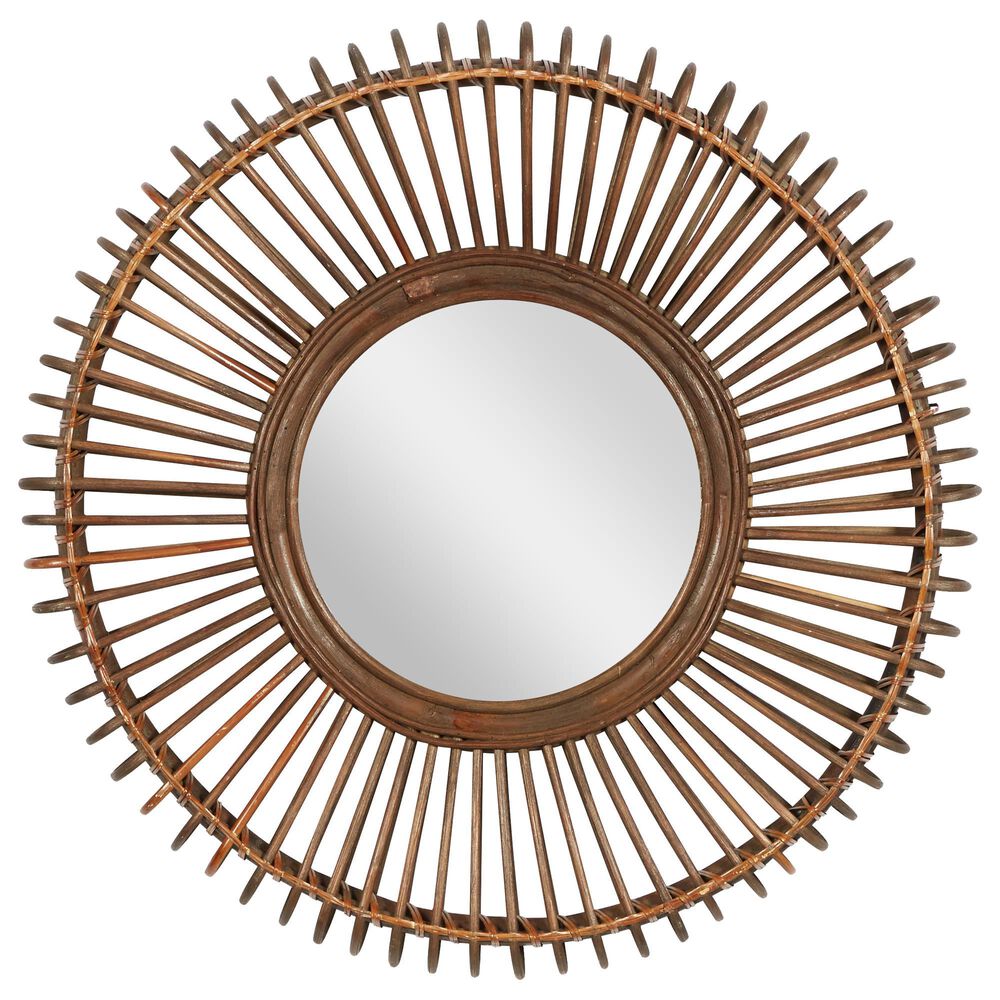 Maple and Jade 30&quot; Round Wall Mirror in Matte Brown, , large