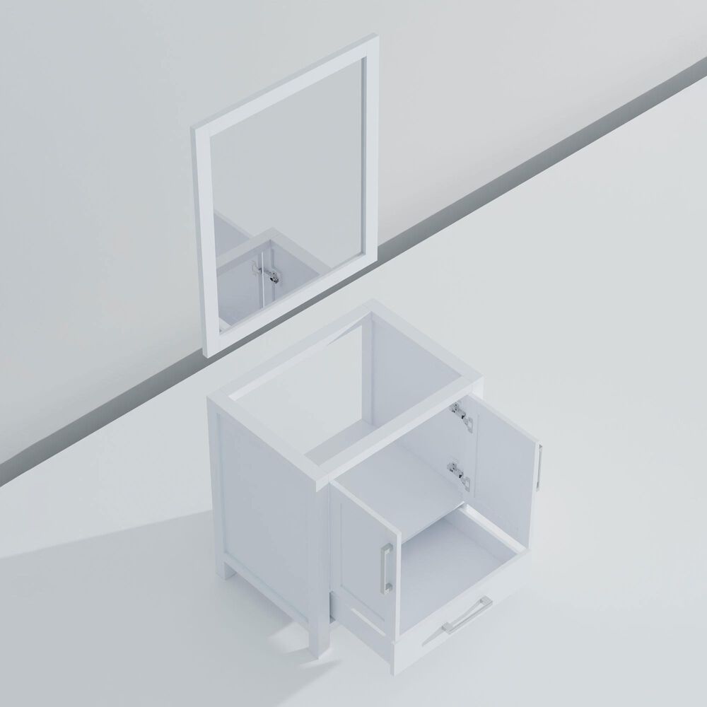Lexora Home Jacques 30&quot; Single Bathroom Vanity Cabinet Only in White and 28&quot; Mirror, , large