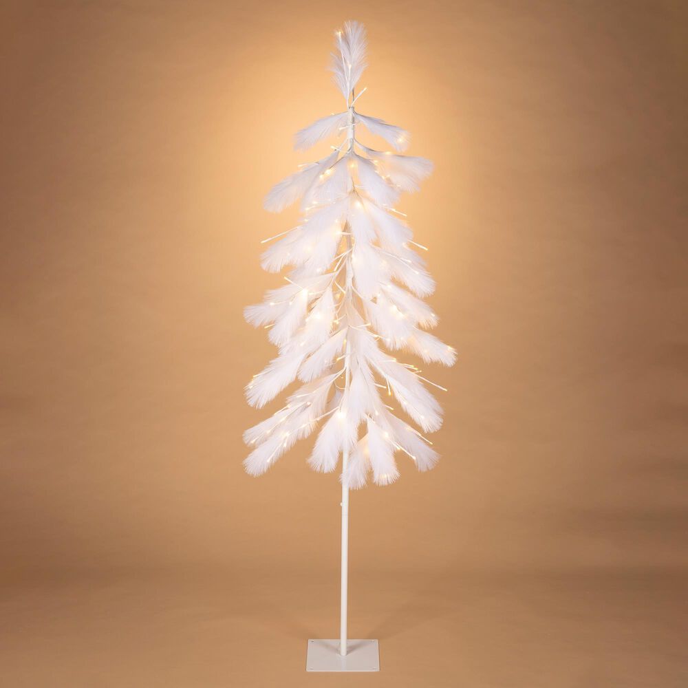 The Gerson Company 6&#39; Pampas Grass Downswept Tree with 270 Warm White LED Lights in White, , large