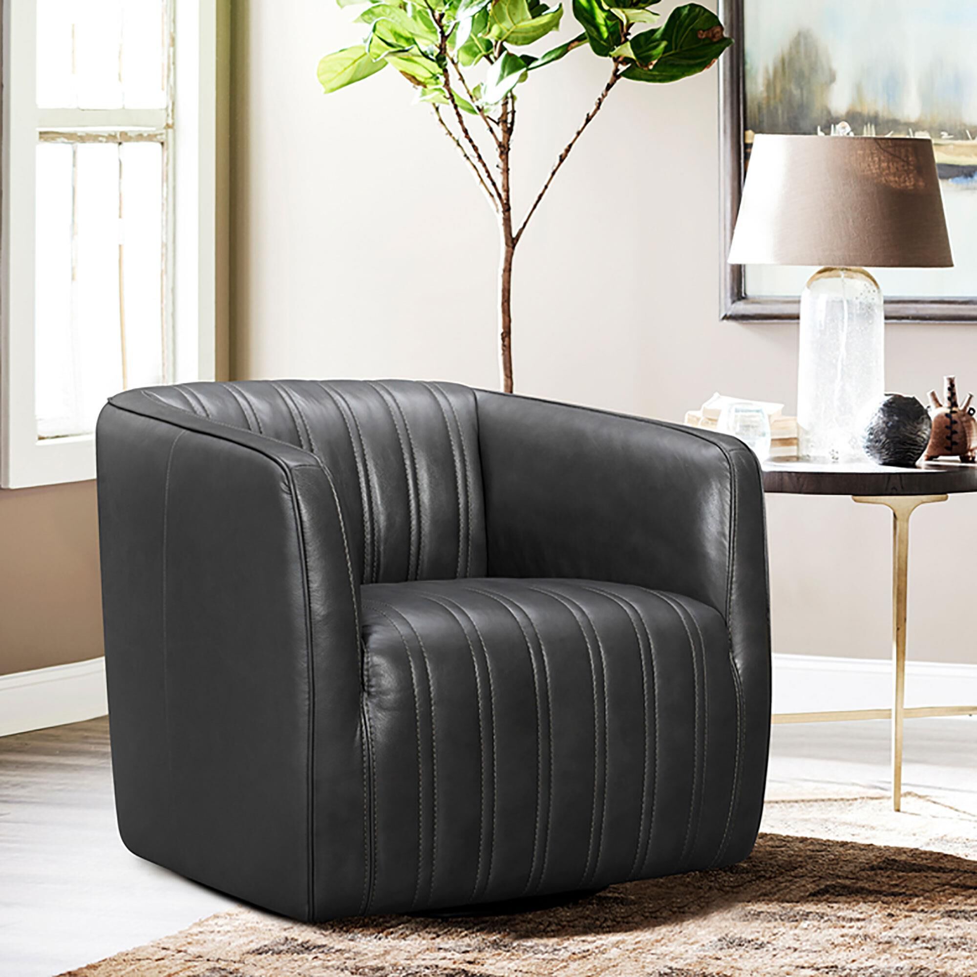 Blue leather tub 2025 chair