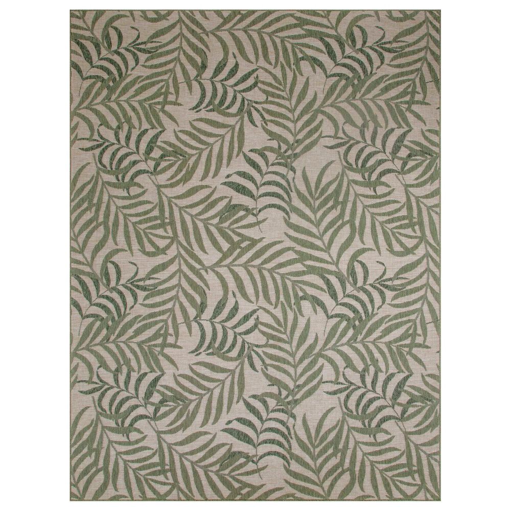Nourison Garden Oasis GOA01 Ivory and Green 8" x 10" Indoor/Outdoor Area Rug, , large