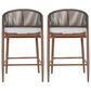Hearth and Haven 26" Outdoor Counter Stool with Teak Frame in Light Gray (Set of 2), , large