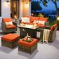 HOMLUX 7 Piece Outdoor Patio Set in Orange, , large