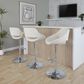 LumiSource Fabrico Swivel Adjustable Bar Stool with Cream Noise Fabric Upholstery and Rounded T Footrest in Chrome (Set of 2), , large
