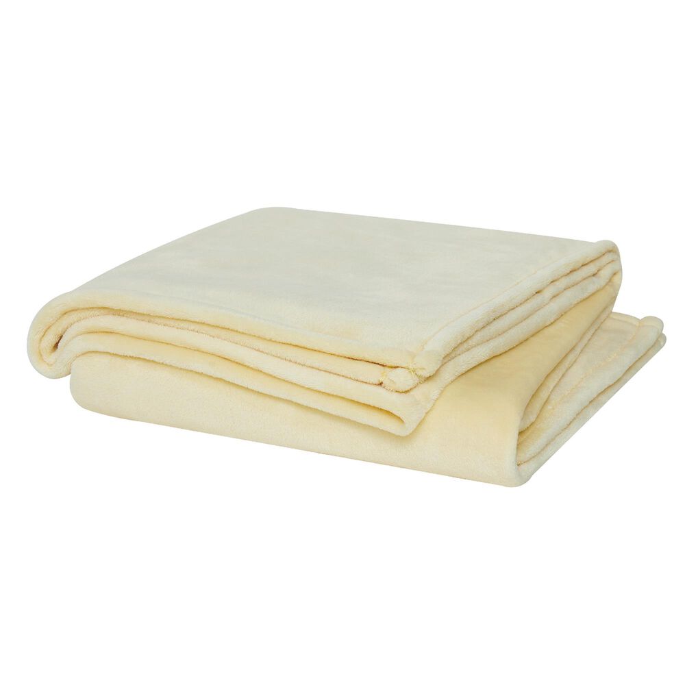 Pem America Cannon Solid Plush 60" x 80" Throw in Yellow, , large