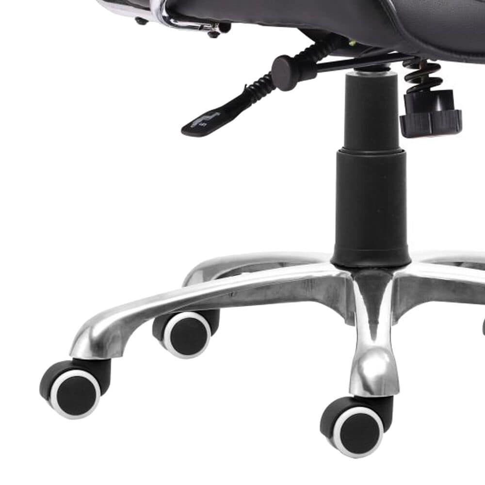 Zuo Modern Enterprise Low Back Office Chair with Black Faux Leather in Chrome, , large