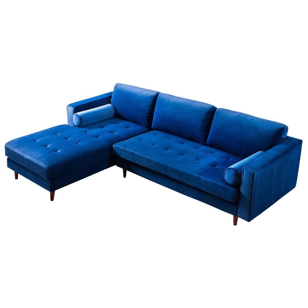 Tov Furniture Como Left Facing Sectional with Chaise in Navy Velvet, , large