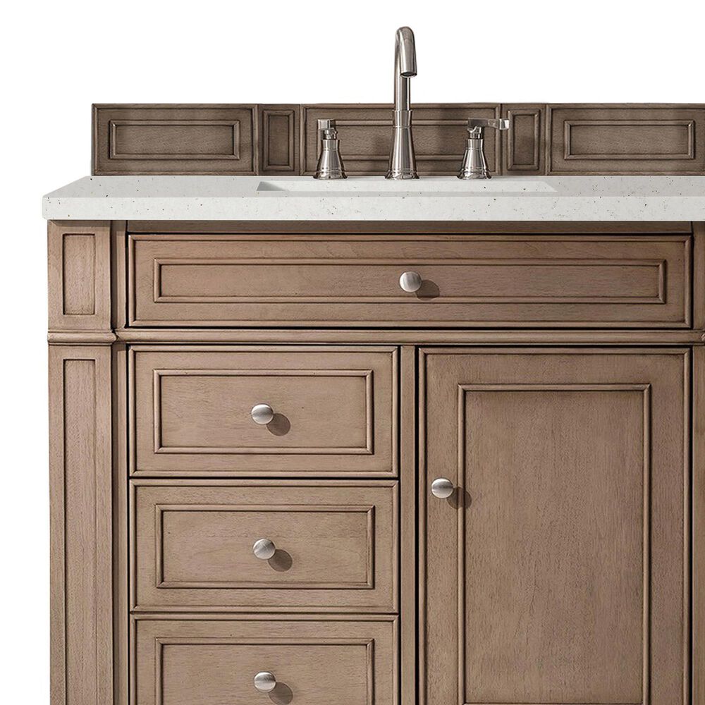 James Martin Vanities Bristol 36" Single Bathroom Vanity in Whitewashed Walnut with 3 cm Lime Delight Quartz Top and Rectangular Sink, , large