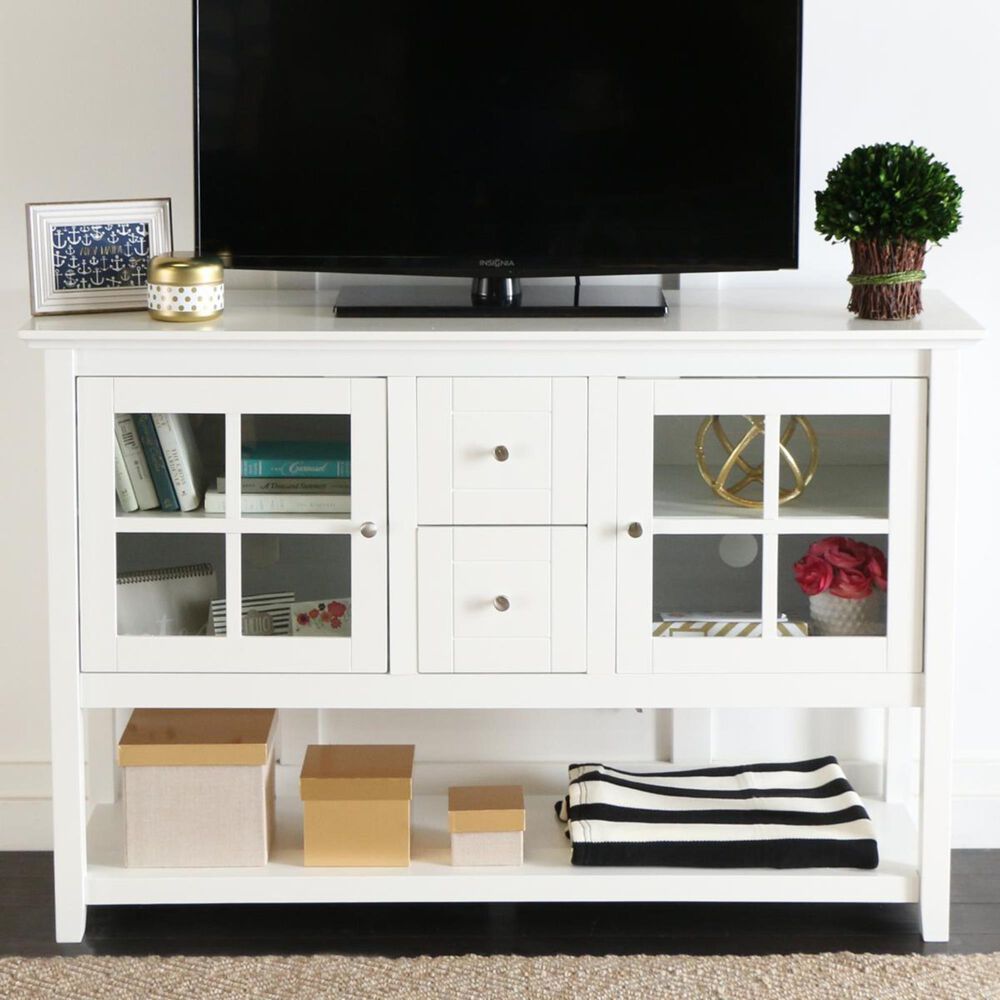 Walker Edison 52" TV Stand in White, , large