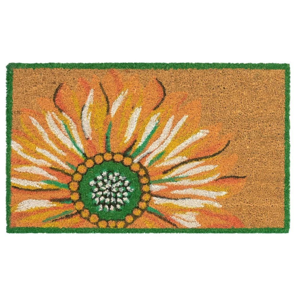 Trans-Ocean Import Natura Sunflower 2" x 3" Yellow, Orange, Green and White Door Mat, , large
