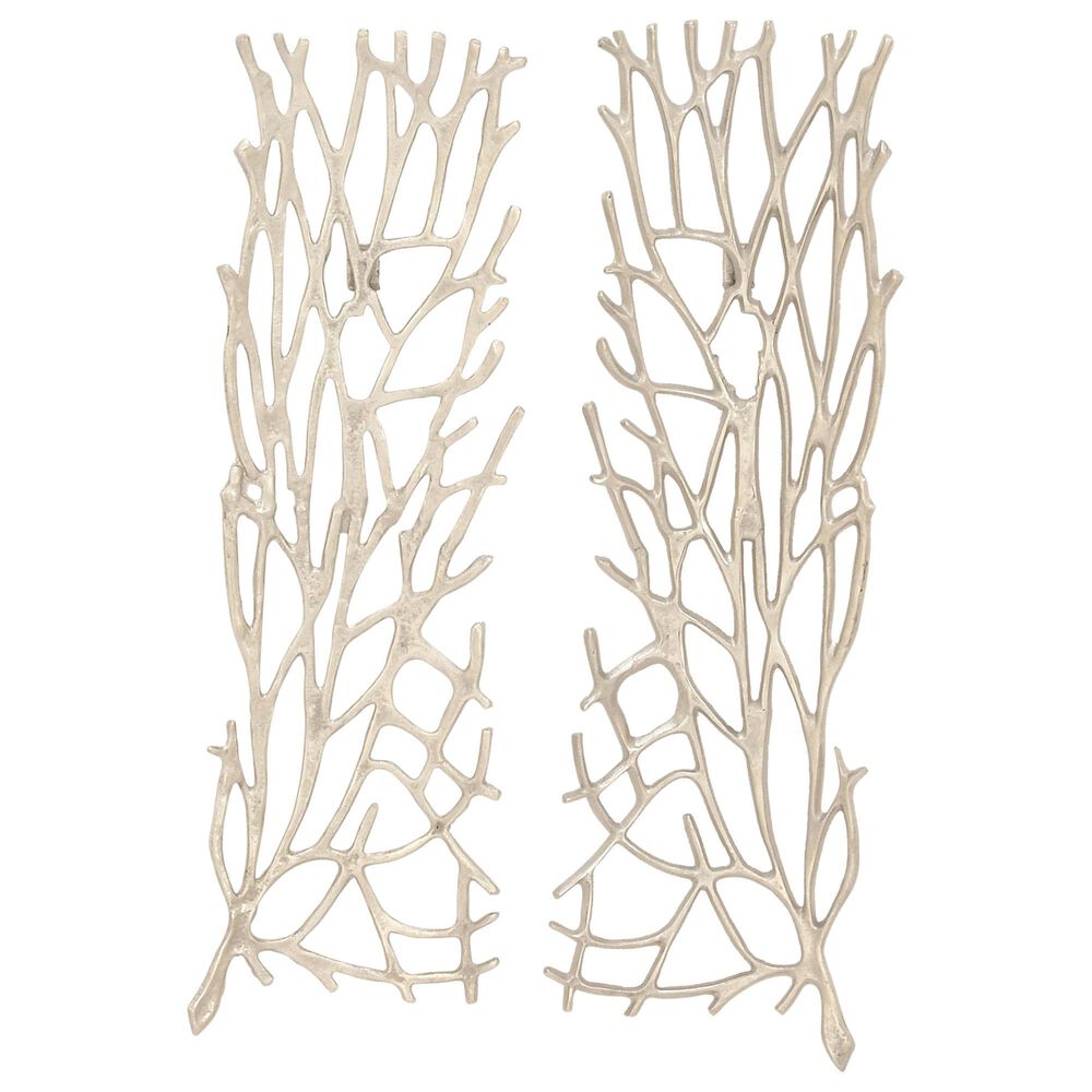 Maple and Jade Floral Wall Decor in Silver (Set of 2), , large