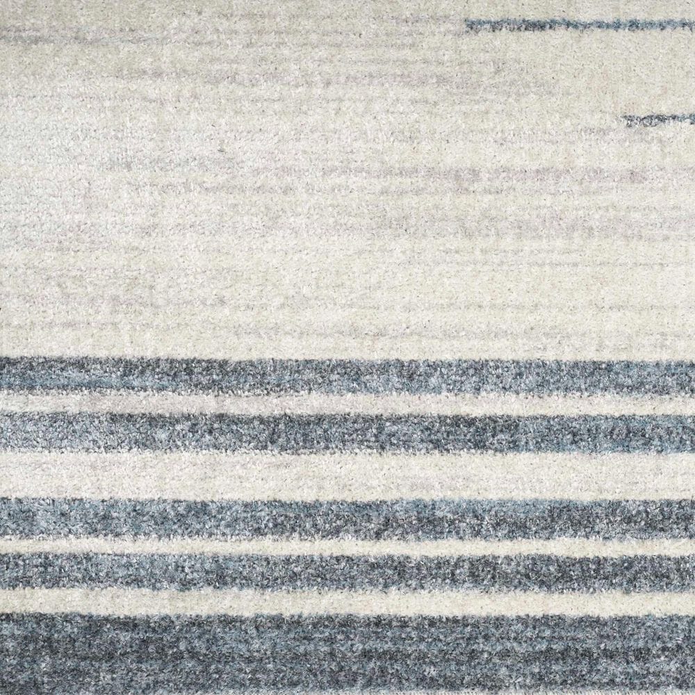 Nourison Astra Machine Washable ASW04 2&#39;2&quot; x 12&#39; Ivory and Blue Runner, , large