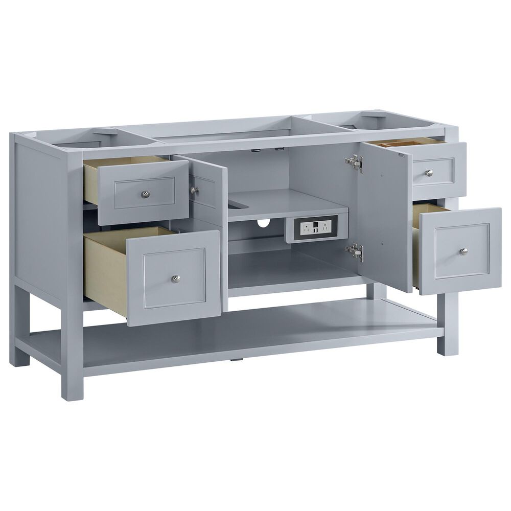 James Martin Vanities Breckenridge 60&quot; Single Bathroom Vanity in Serenity Blue with Single Hole 3 cm White Zeus Quartz Top and Rectangular Sink, , large