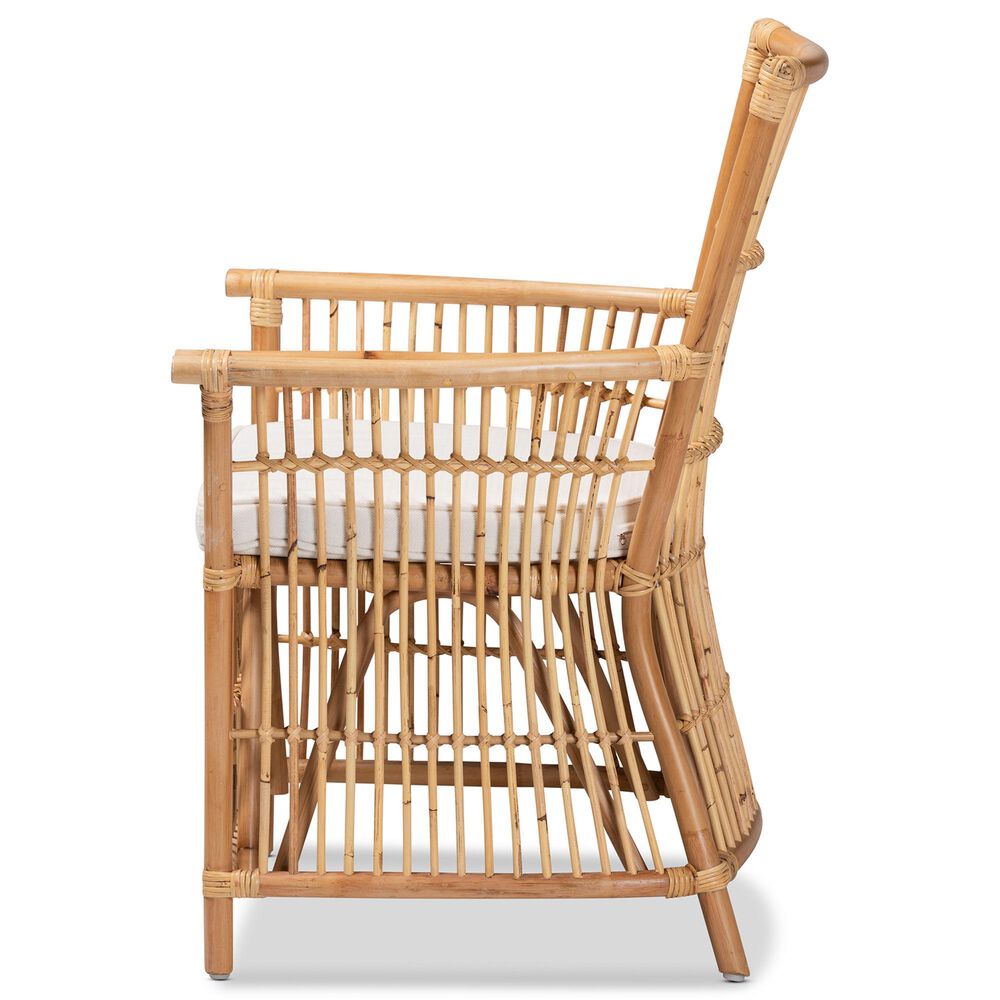 Baxton Studio Rose Rattan Arm Chair in White, , large