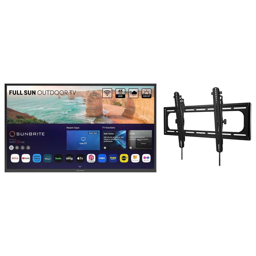 Sunbrite 55" Solis Series Outdoor Full Sun 4K UHD HDR - Smart TV with Premium Large Tilt Mount in Black, , large