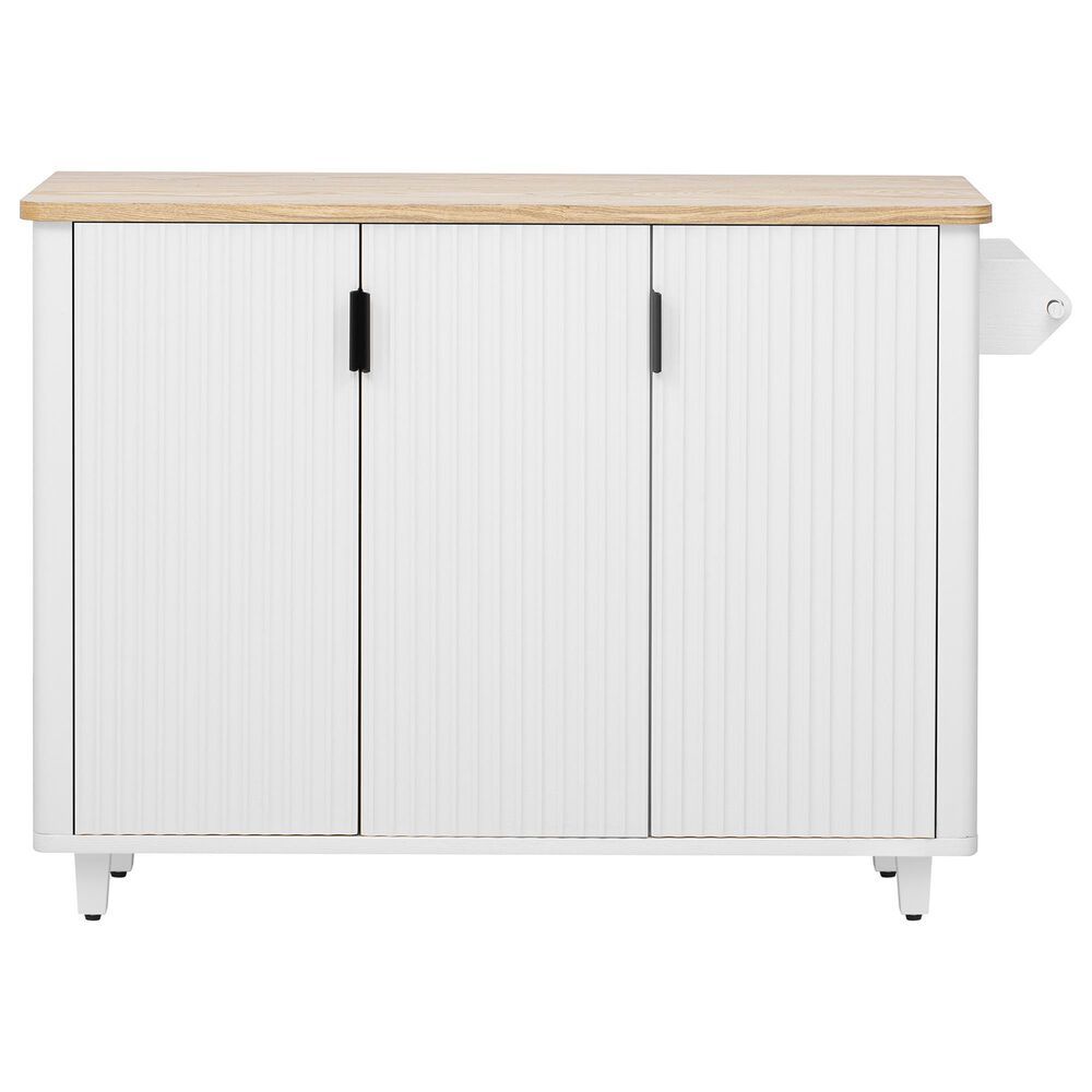 HOMLUX 51" Kitchen Island with Drop Leaf in White Ash, , large
