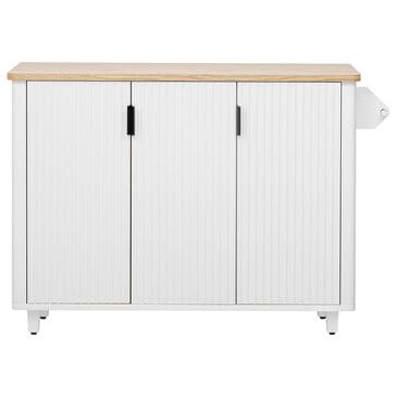 HOMLUX 51" Kitchen Island with Drop Leaf in White Ash, , large