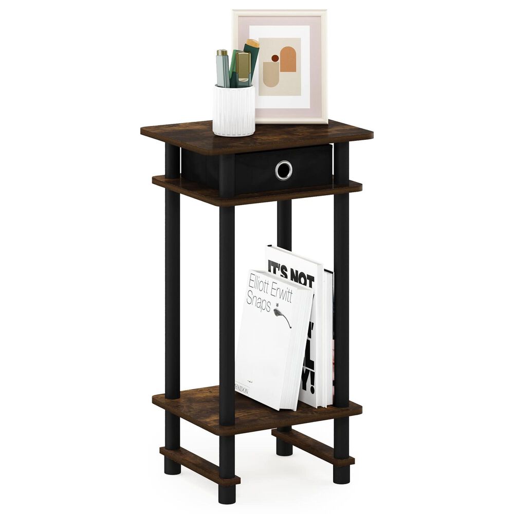 HOMLUX Turn-N-Tube Tall End Table in Amber Pine and Black, , large
