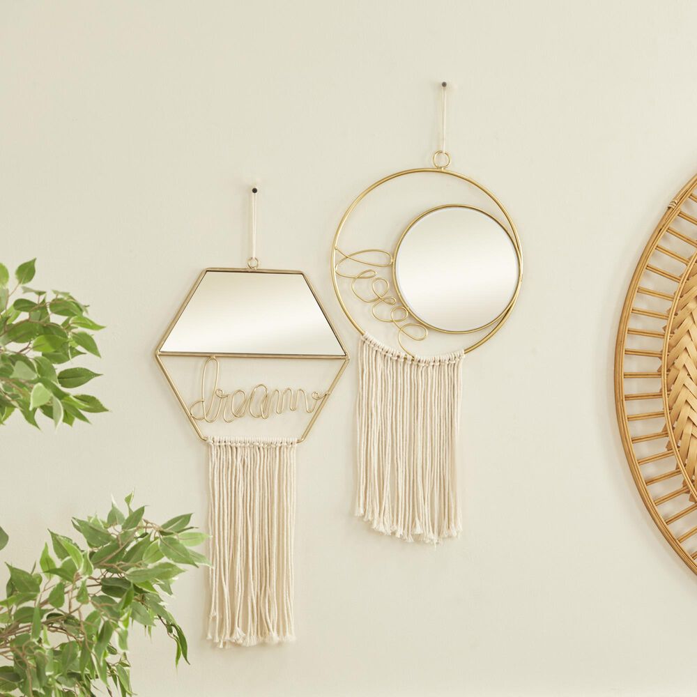 Novogratz Contemporary Wall Mirror in Polished Gold &#40;Set of 2&#41;, , large