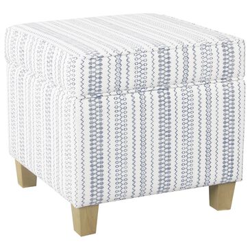 Kinfine Ottoman in Blue and White Stripe, , large
