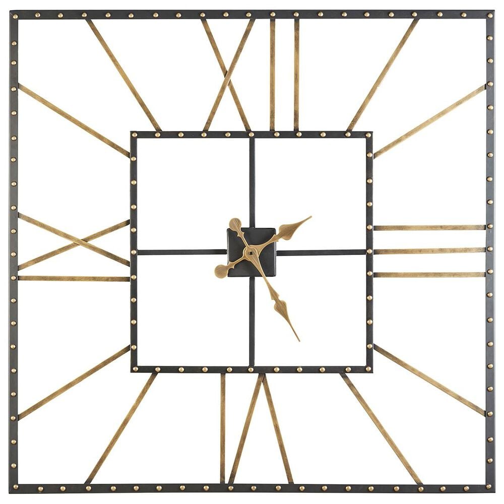 Ashley Thames Wall Clock in Black/Gold, , large