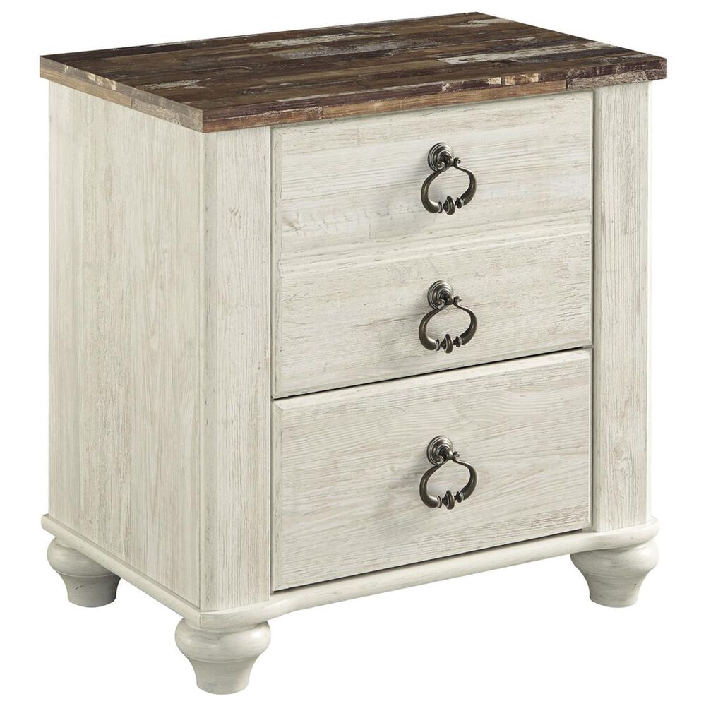 Ashley Willowton 2 Drawer Nightstand in White Washed, , large