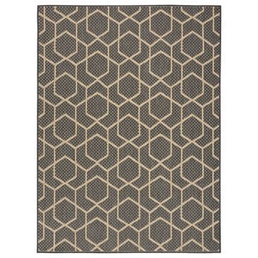 Nourison Horizon HOZ01 Charcoal 4" x 6" Indoor/Outdoor Area Rug, , large