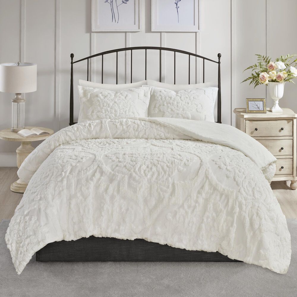 Hampton Park Viola 3-Piece Full/Queen Comforter Set in White, , large