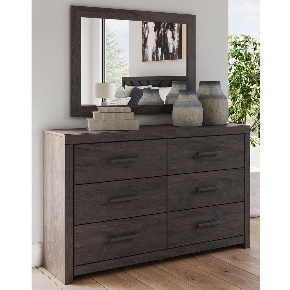 Ashley Prendonea 6-Drawer Dresser and Mirror in Charcoal, , large