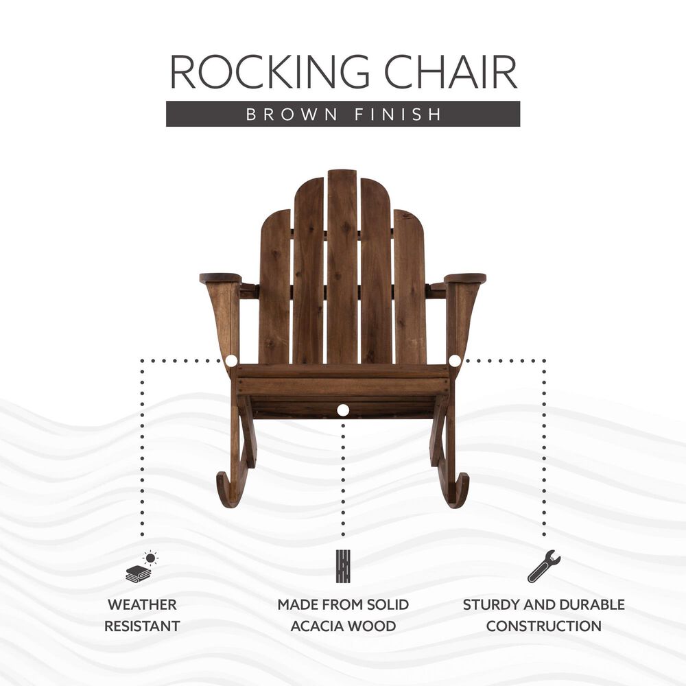 Linon Home Decor Adirondack Patio Rocking Chair in Acorn, , large