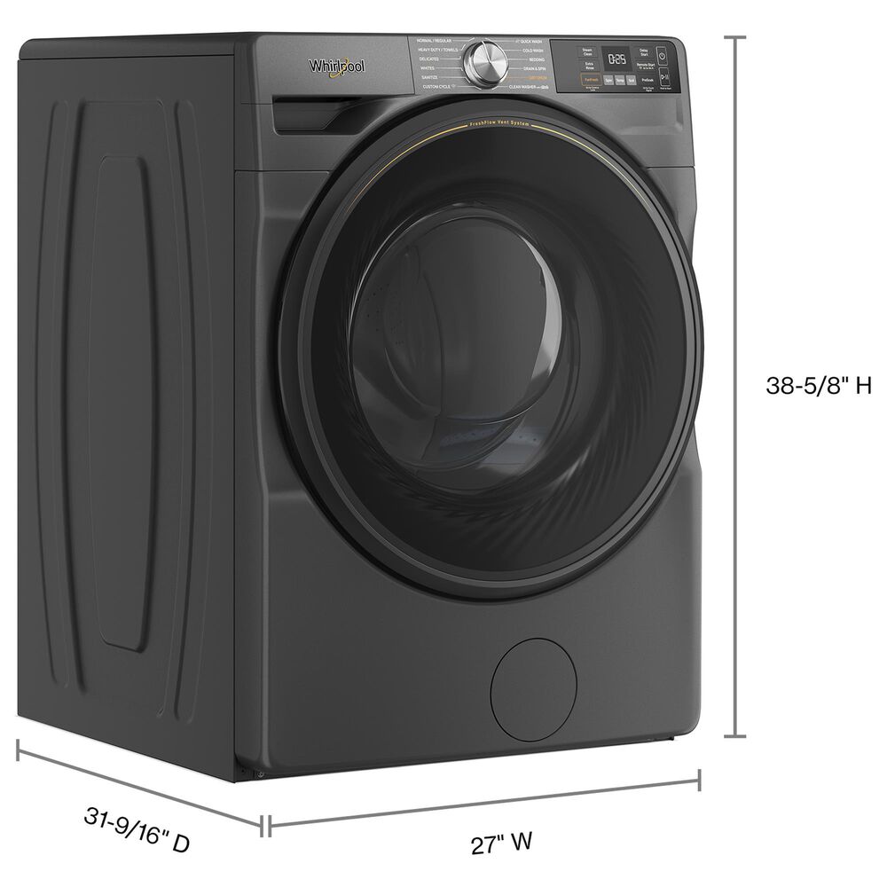 Whirlpool 4.5 Cu. Ft. Smart Front Load Washer and 7.4 Cu. Ft. Smart Gas Dryer Laundry Pair in Volcano Black, , large