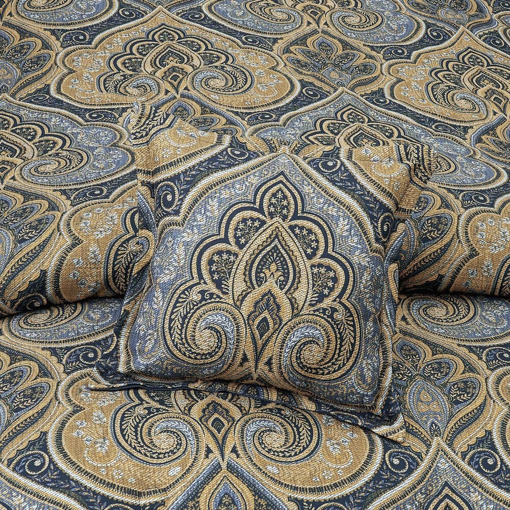 J. Queen New York Messina 18&quot; Square Throw Pillow in Gold and Navy Blue, , large