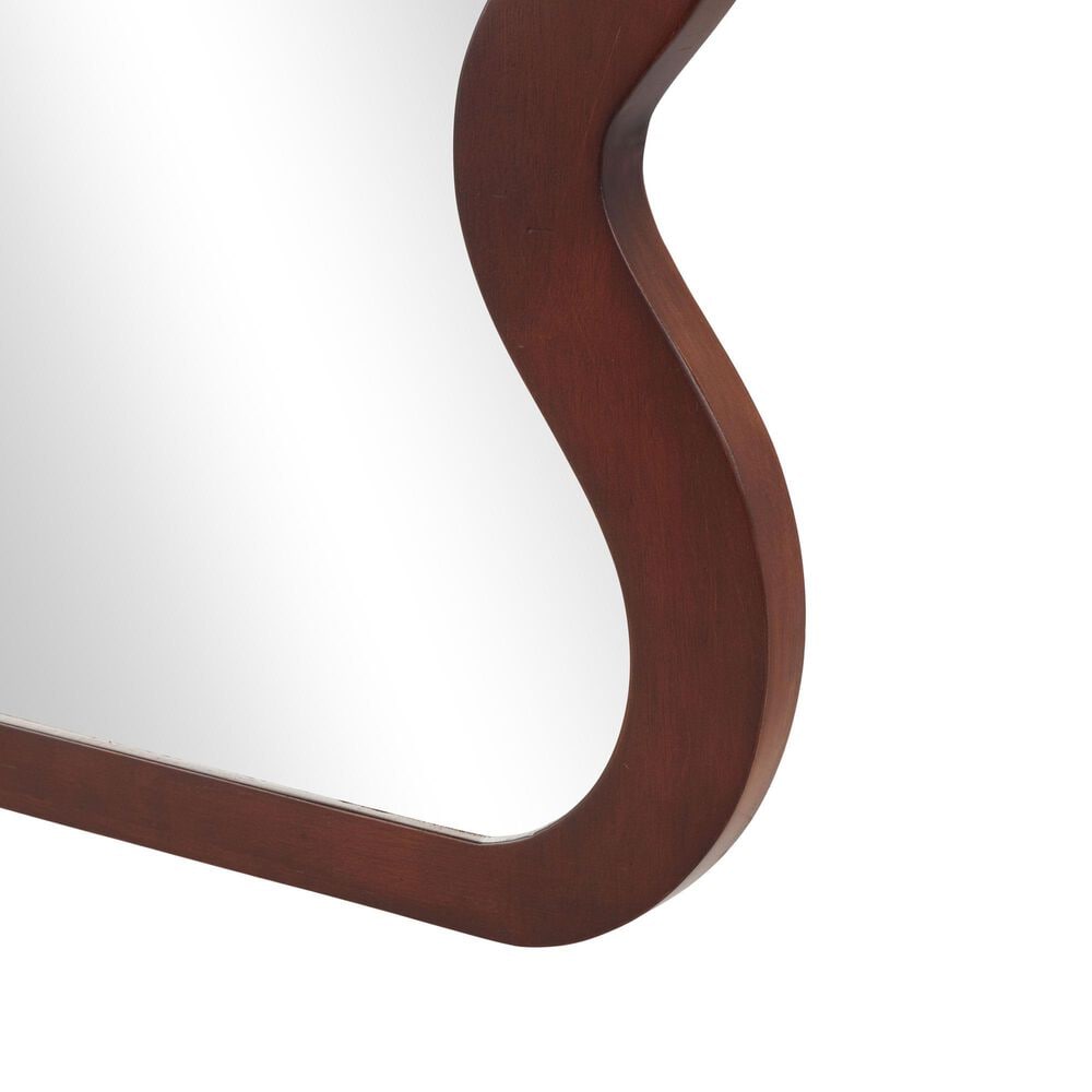 Maple and Jade 71&quot; x 31&quot; Wood Wavy Wall Mirror in Oiled Dark Brown, , large