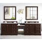 James Martin De Soto 118" Double Bathroom Vanity in Burnished Mahogany with 3 cm Classic White Quartz Top, , large