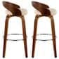 LumiSource Grotto 30" Swivel Barstool with Cream Faux Leather Upholstery in Walnut and Chrome (Set of 2), , large