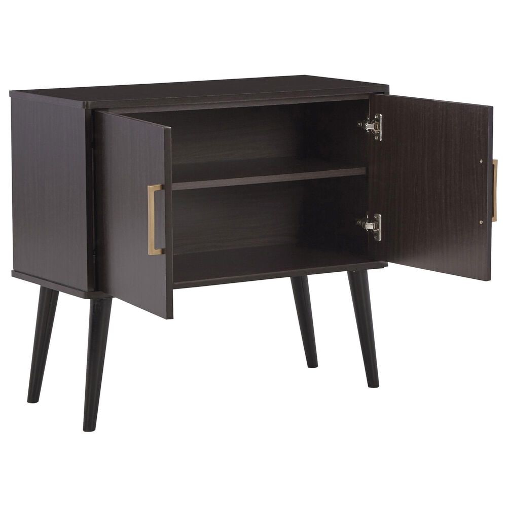 Ashley Orinfield Accent Cabinet in Dark Brown with Goldtone Door Pulls, , large