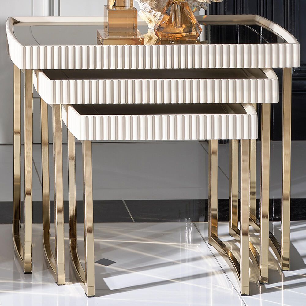 Vista Haus Lisbon 3-Piece Nesting Table Set in Silken Matte Cream, , large