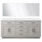Lexora Home Abbey 72" Double Bathroom Vanity in Grey Oak with 2 cm White Cultured Marble Top, Rectangular Sinks and 34" Mirrors, , large