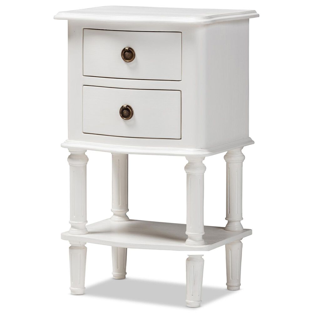 Baxton Studio Audrey 2-Drawer Nightstand in White, , large