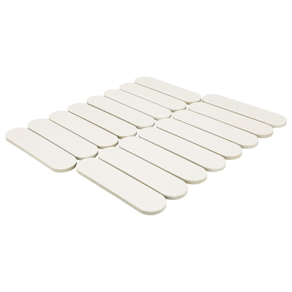 Dal-Tile Artefino Element White 1.5" x 6" Capsule on 12" x 13" Porcelain Mosaic Sheet, , large