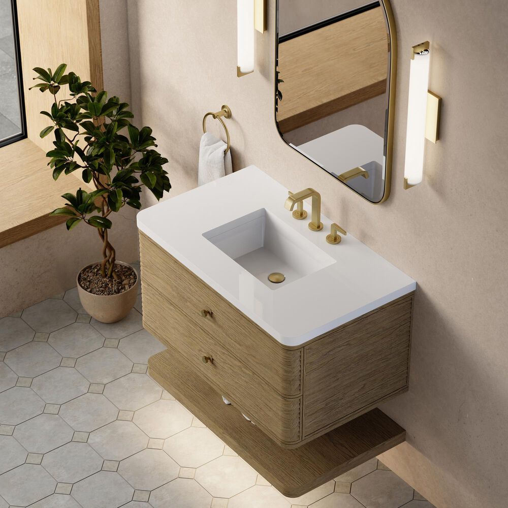 James Martin Allamari 36" Single Bathroom Vanity in Dune Mist with 3 cm Tajnar Eclos Top and Rectangular Sink, , large