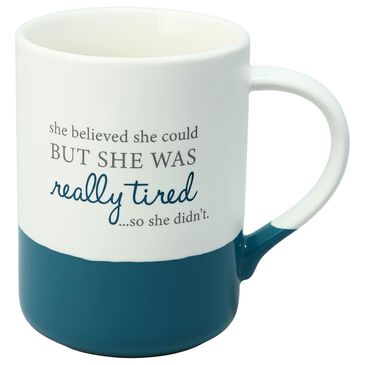 Pavilion Really Tired 18 Oz Mug in White and Teal, , large