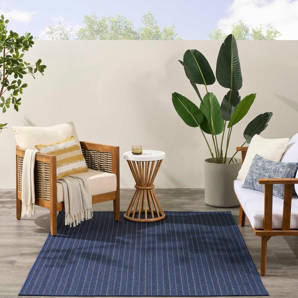 Nourison Horizon HOZ02 Navy 6&#39; x 9&#39; Indoor/Outdoor Area Rug, , large