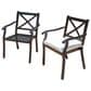 Hearth and Haven Outdoor Aluminum Dining Chair with X-Back Design and Ivory Cushion in Black (Set of 2), , large