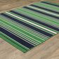 Oriental Weavers Havana Striped Green and Navy 1"10" x 7"3" Indoor/Outdoor Runner, , large